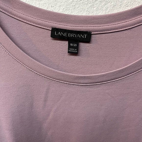 Lane Bryant Light Purple Boxy Ribbed Short Sleeve T-Shirt - Picture 2 of 4